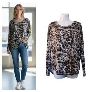 Peyton Jensen Womens Slinky Stretch Knit Tee Size S Gray Long Sleeve Tunic Top